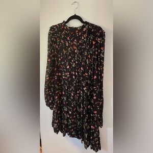 Ganni black pink floral dress, size 40